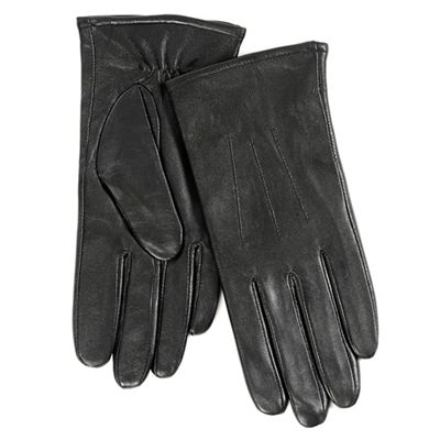 Isotoner Ladies Black 3 Point Leather Glove
